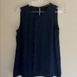 Banana Republic Sleeveless Scallop Blouse Shell Tank Top Navy Blue S